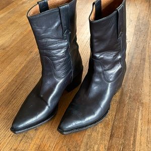 Cole Haan Black Leather Pointed Cowboy Boots